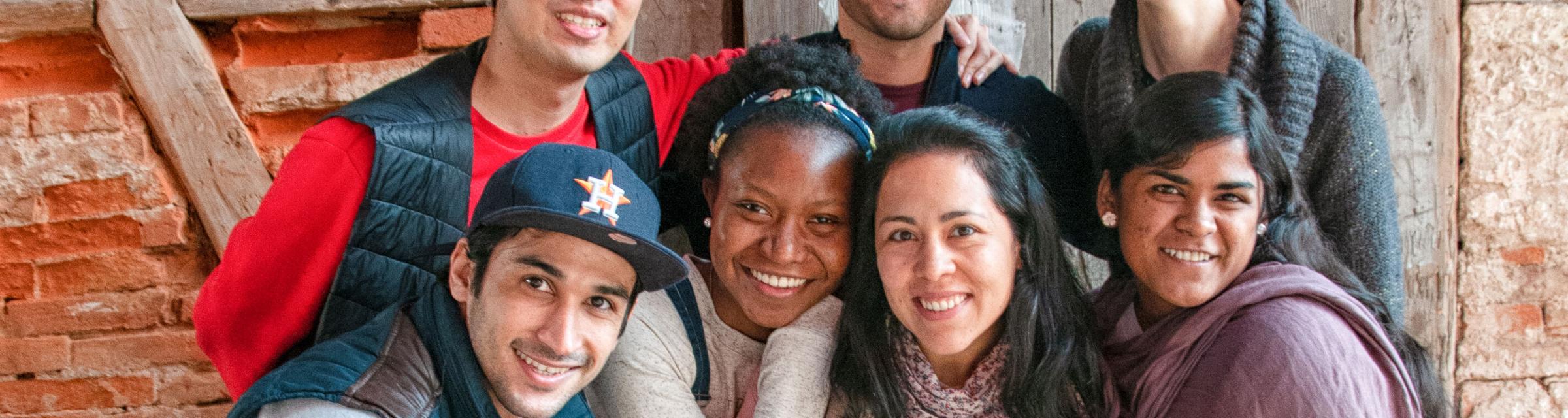 Group shot of people from difference countries and ethnic groups at GO.