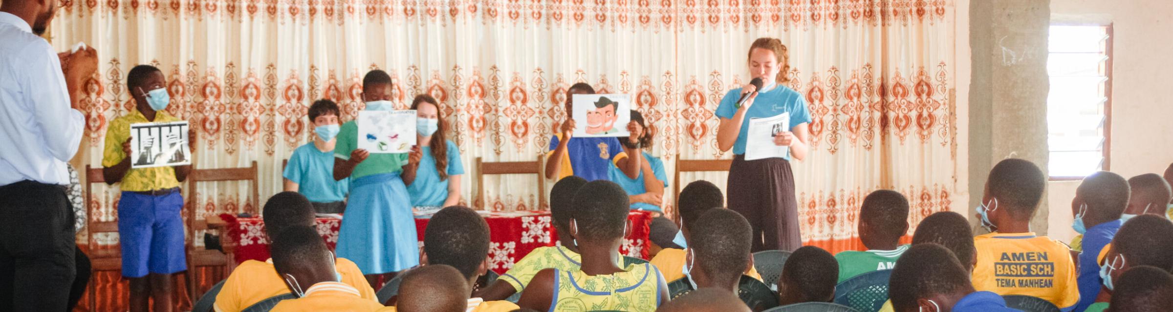 Tema, Ghana :: Crewmembers share about the dangers of human trafficking at a local school.
