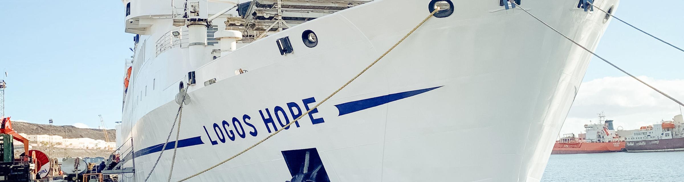 Las Palmas, Canary Islands :: Logos Hope back in the water at a berth in the shipyard after dry dock.