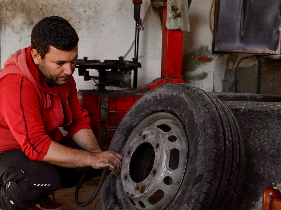 Mechanic working in automative shop in Albania