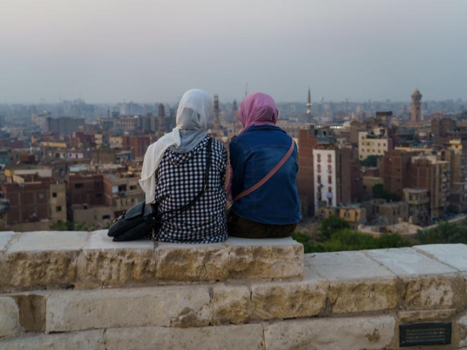 Ladies sit together in North Africa