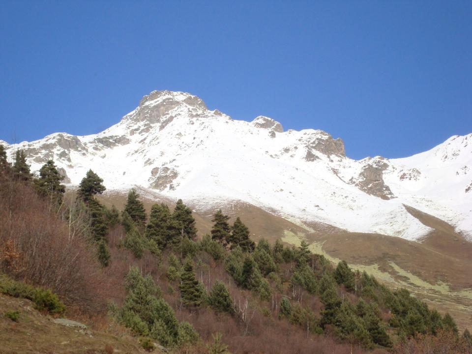 Snow-covered mountains in the Caucasus