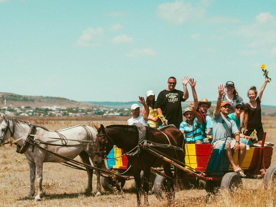 An OM Moldova outreach team travelling from village to village by horse and cart - Moldova’s traditional and still widely-used mode of transport. OM Moldova is led by nationals and uses a variety of ministries and creative approaches to meet the country’s