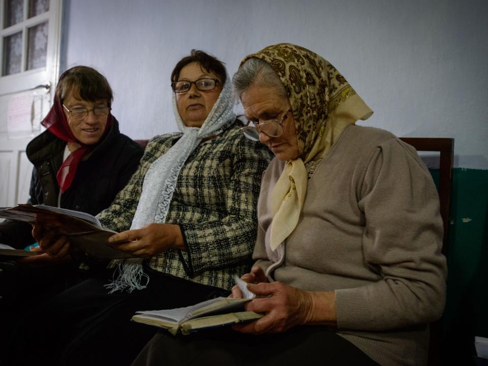 A group of believers meet in a house while their church is in the process of being built. Moldova, 2017.  Photo by Garrett N