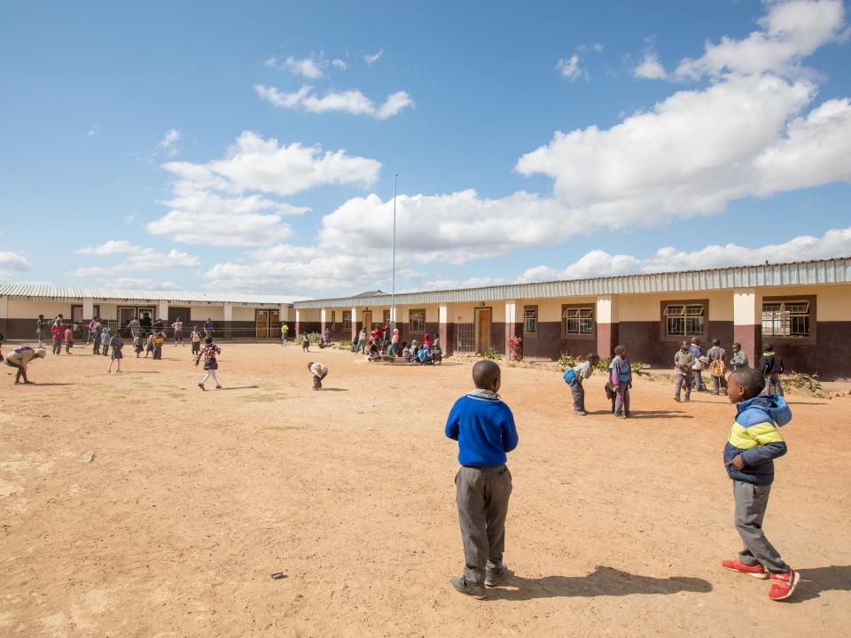 A typical school day at Makwati School in Kabwe, Zambia. The school provides Christ-centred education to the children in Makwati compound and is the only school in the compound.