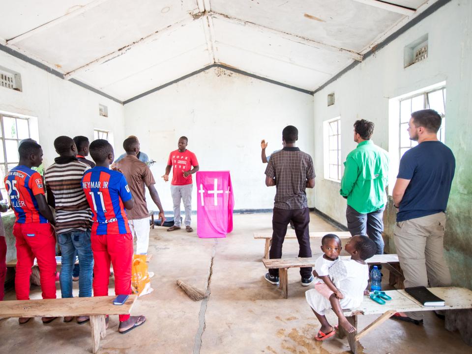 A church service in a Tanzanian village.