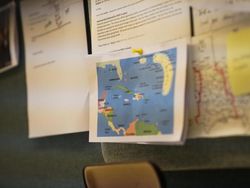 Map of Caribbean in OM Office. photo by alex arpag