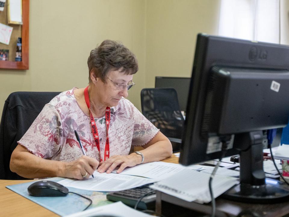 Jane, from the USA, working in the finance department at the OM office in South Africa. Photo by RJ Rempel.