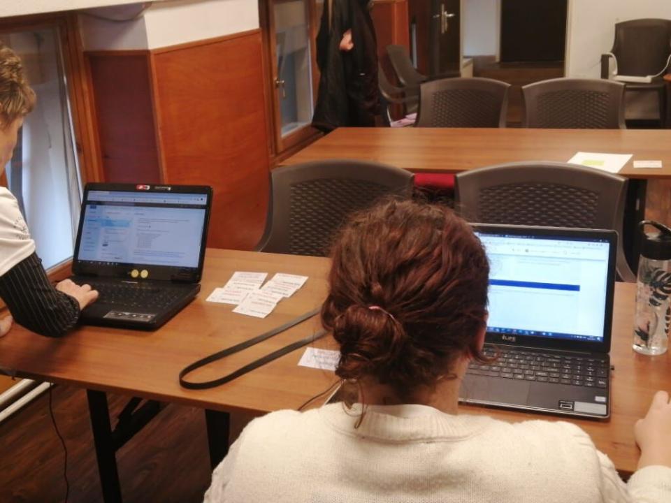 Ildiko and team members running anti-human trafficking training in Budapest, Hungary.