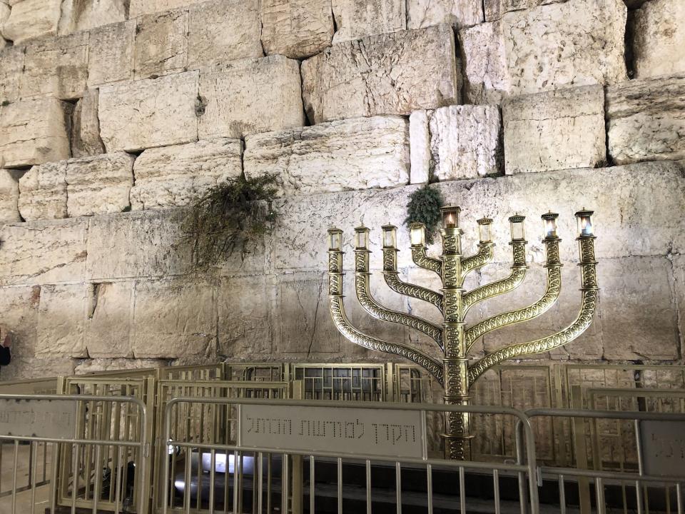 A menorah at the Wailing Wall in Jerusalem. Photo by Thomas.