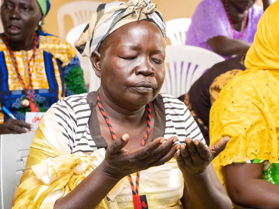 Women sharing together at a conference in Juba, South Sudan in February this year. The conference focused on peace and reconciliation, and trauma counselling. Photo by Koraba Sylvester.