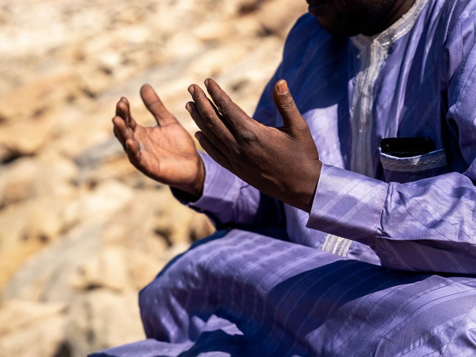 A man from the Sahel prays for his country. Photo by Rebecca Rempel.