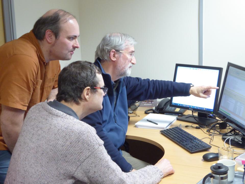 Jamie Bell (left), Gareth Rouch (centre) and Chris Harris (right) are part of the team that maintain and develop OM's intranet system, a vital behind-the-scenes part of ministries around the world. Photo by Ruth W.