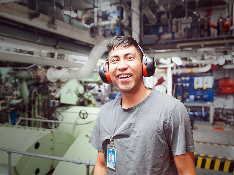 Vlorë, Albania :: Ian enjoys a laugh in the engine room on Logos Hope