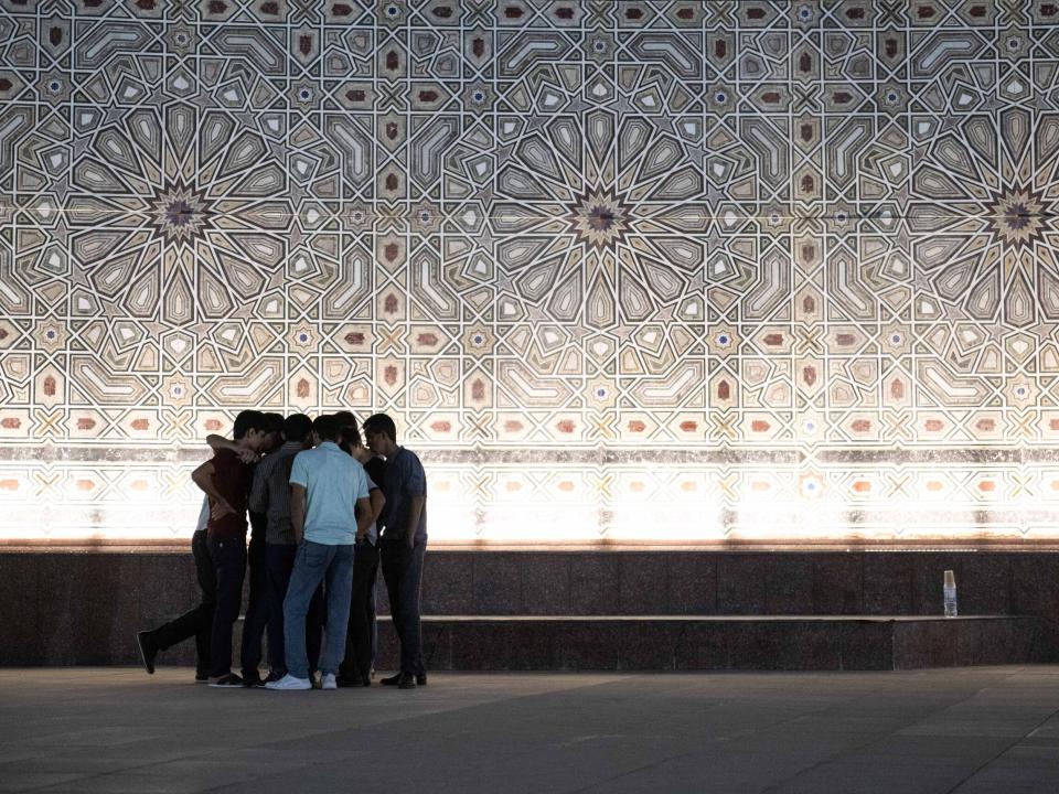 Teens gathered at a park in Central Asia. Photo by Adam Hagy.