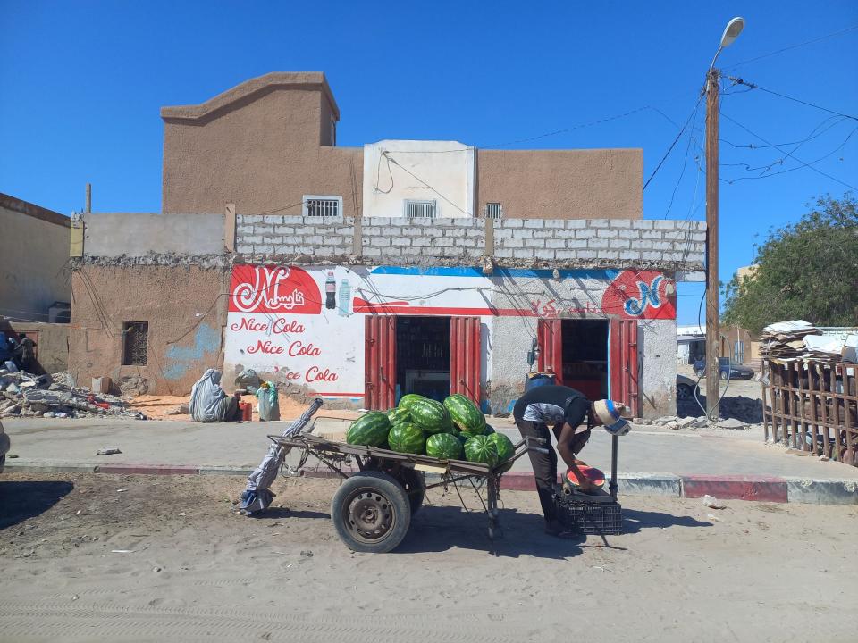 A man with watermelons in North Africa.