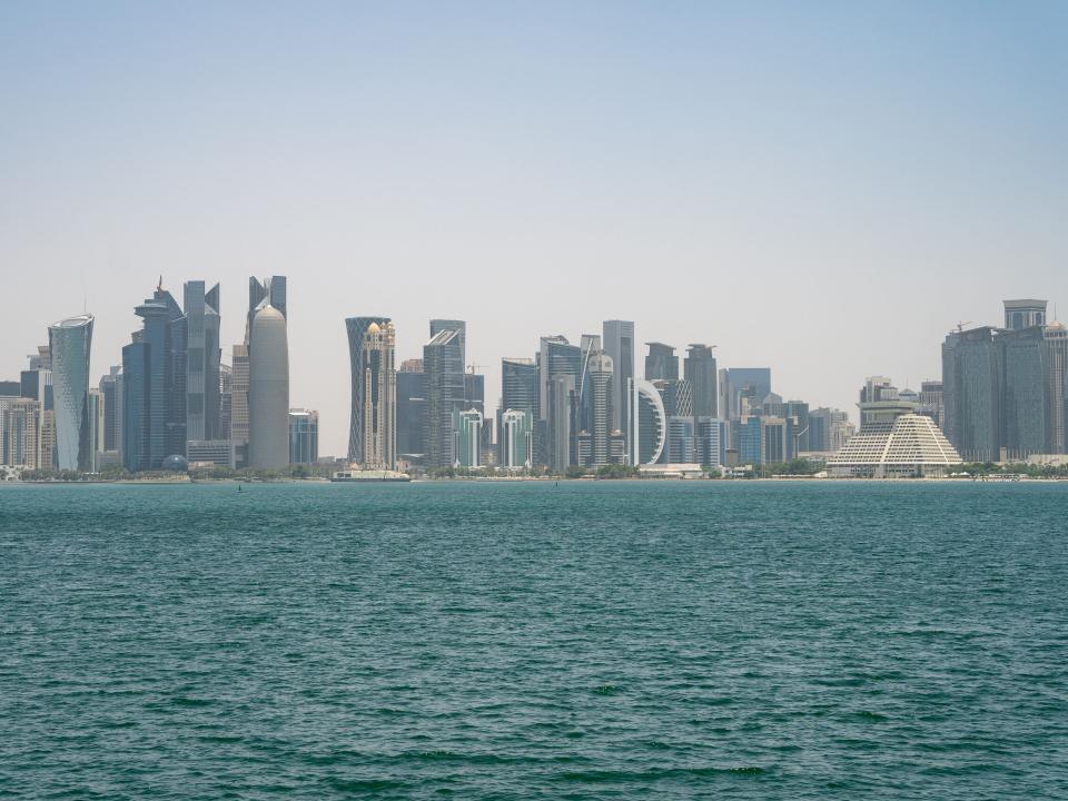 The skyline in Doha, Qatar. Photo by RJ Rempel.