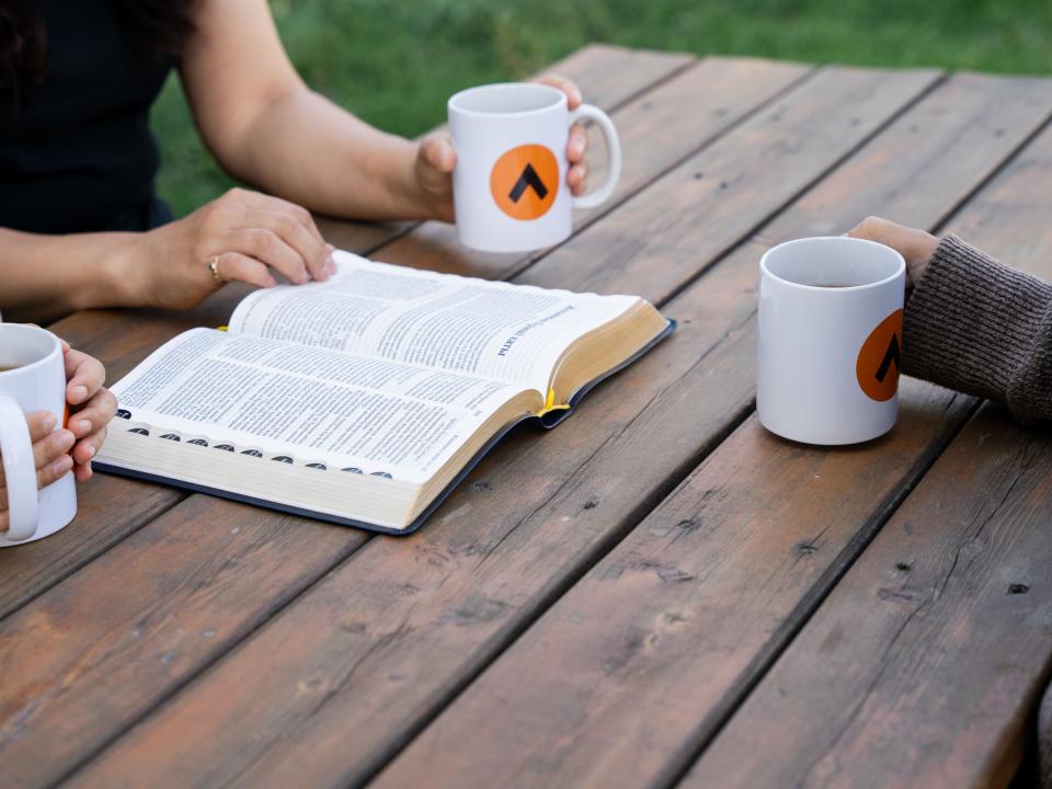 A group of REACH students study the Bible together. Photo by RJ Rempel.