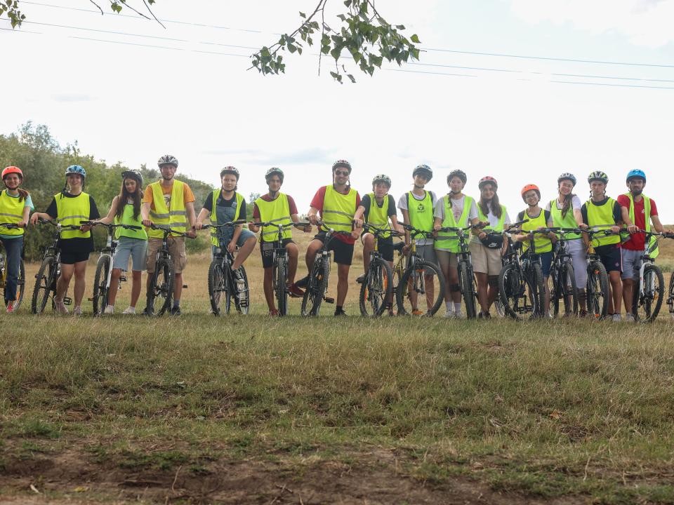 A group prepares to cycle from village to village to share the gospel. Photo by Jordan Wilkinson.