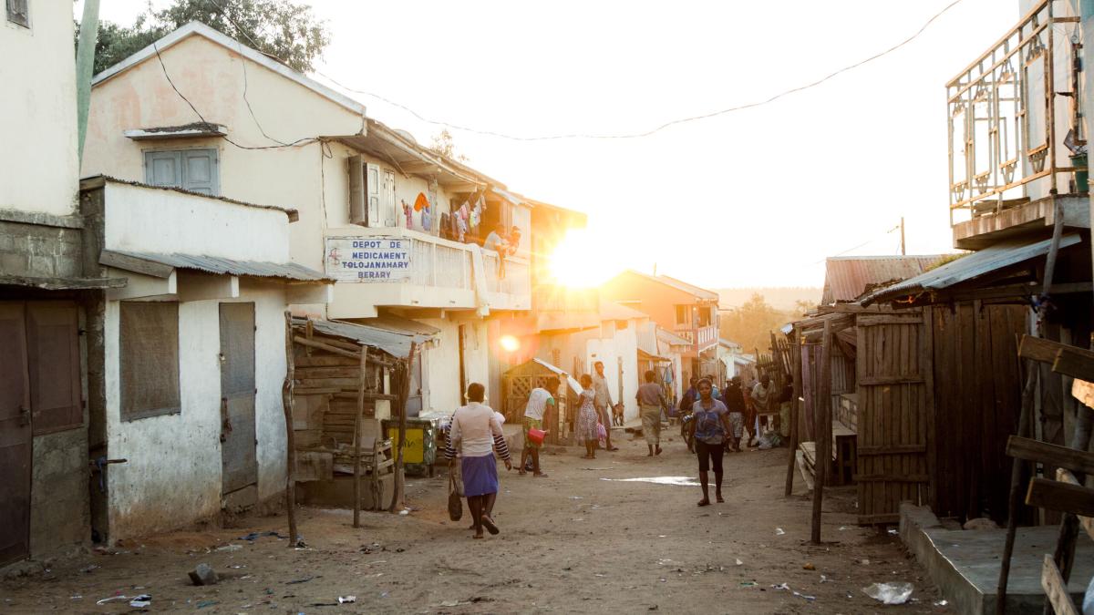 A street in Ambovombe, Madagascar.