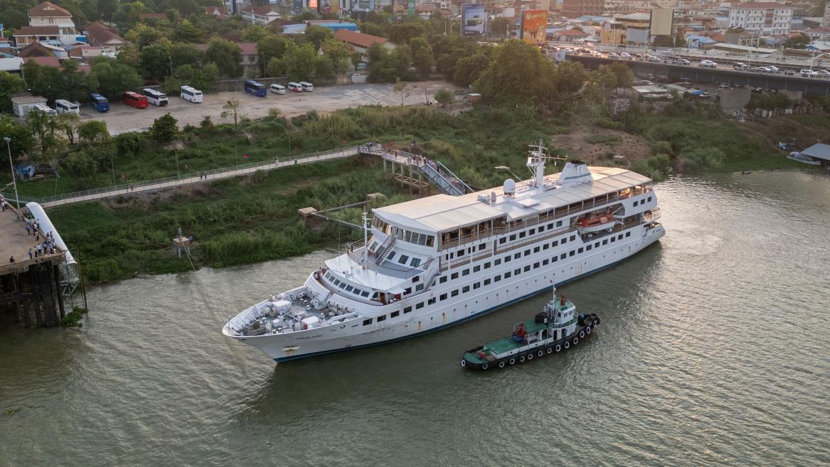 Phnom Penh, Cambodia :: A view of Doulos Hope at the berth in Phnom Penh.