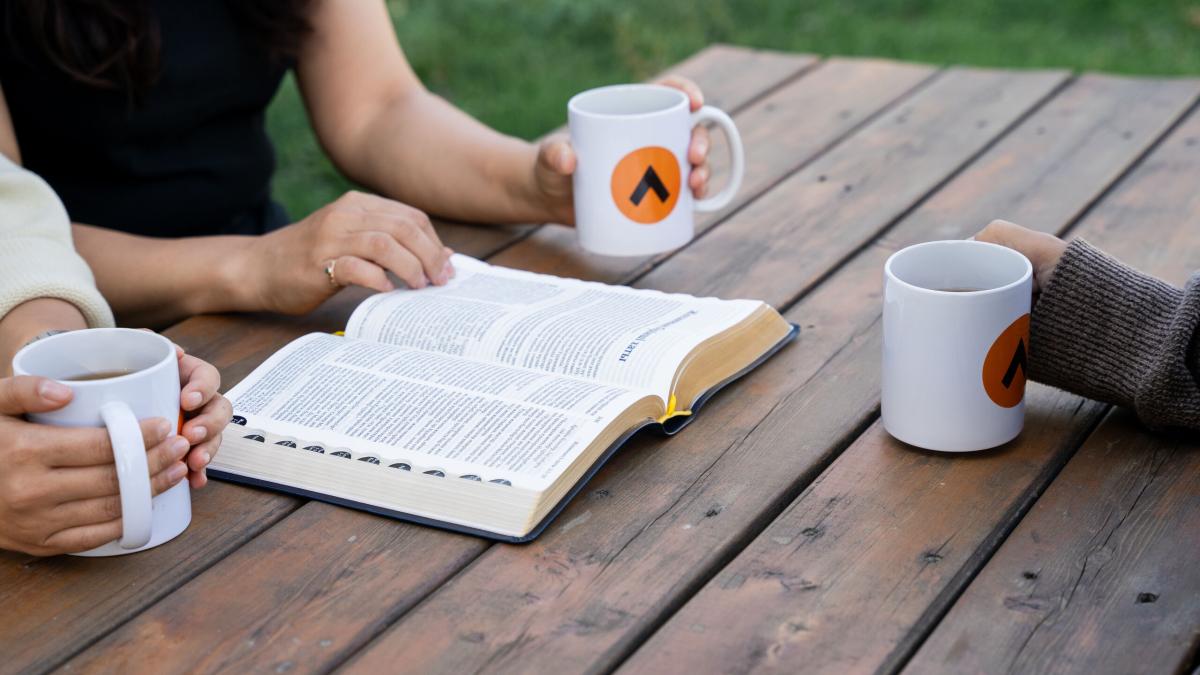 A group of REACH students study the Bible together. Photo by RJ Rempel.