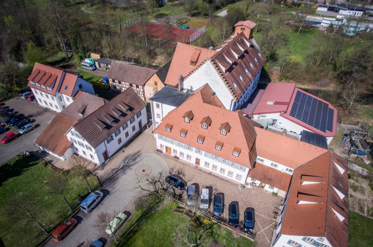 Luftbild der OM-Deetken-Mühle in Mosbach
