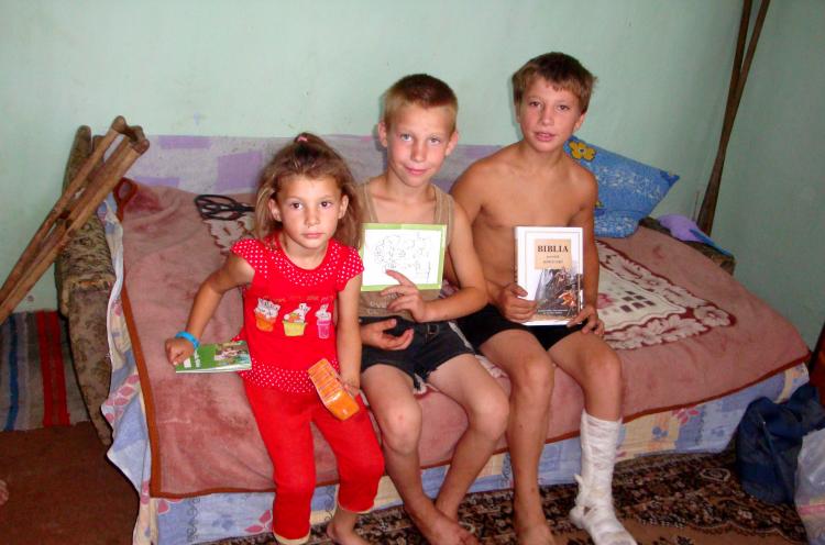 Andrian and his siblings came to a day camp run by a ‘Love Moldova’ outreach team that also visited their family with a food parcel. While his sister kept holding and smelling the soap that had been included in the gift, Andrian was especially excited abo
